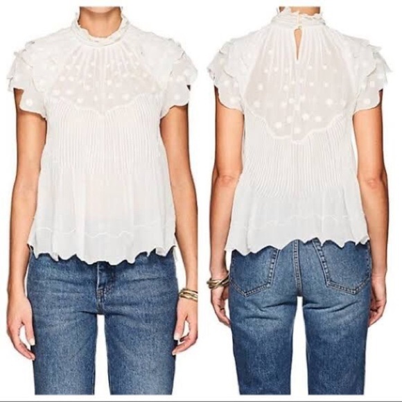 ULLA JOHNSON Darla Silk Embroidered Top - Picture 4 of 8